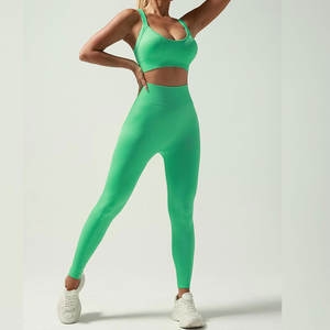 Vente chaude Dames Gym Fitness Vêtements Respirant Sans Couture Yoga Costume Ensemble Fait Spandex Polyester Écologique Personnalisé Avant - Product Image 3