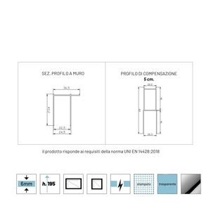 Porta regolabile della cabina doccia a battente tipo C da 150 cm con Clematis Kl002 da 6 mm cromato per la categoria di prodotti - Product Image 3