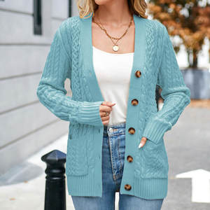 <b>Women's</b> Loose Knitted Korean Style <b>Cardigan</b> Sweater Coat Autumn Winter Casual Outerwear with Polyester/Nylon Material - Product Image 5