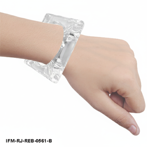 Brazalete de Resina Transparente Grueso, Brazalete Cuadrado Grande y Transparente, Brazalete Apilable para Mujer - Product Image 2