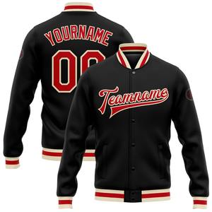 Direct Industry Wholesale Casual Winter Custom <b>Black</b> <b>Red</b>-White Bomber Full-Snap <b>Varsity</b> Letterman <b>Jacket</b> - Product Image 1