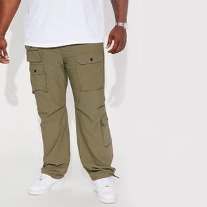 กางเกงคาร์โก้ทรงบานผ้าไนลอนสีเขียวมะกอกสำหรับผู้ชาย ระบายอากาศได้ดี พร้อมโลโก้และดีไซน์แบบกำหนดเอง กางเกงคาร์โก้สำหรับเด็กผู้ชาย - Product Image 4