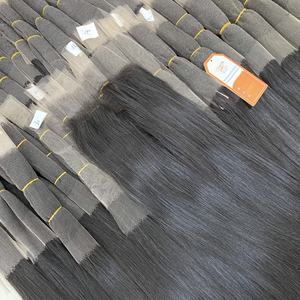 Venta al por mayor 100% extensiones de cabello humano virgen estilo recto encaje suizo cinta de cierre frontal en paquete - Product Image 1