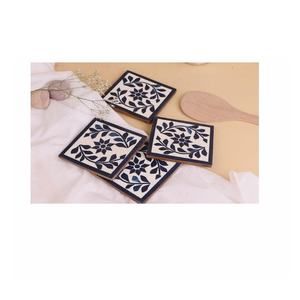 Floral Pattern Bone Inlay <b>Coaster</b> Tea Coffee Drink <b>Coaster</b> with Holder Set of 4 Pcs Modern Decoration Homemade Kitchen <b>Coaster</b> - Product Image 4