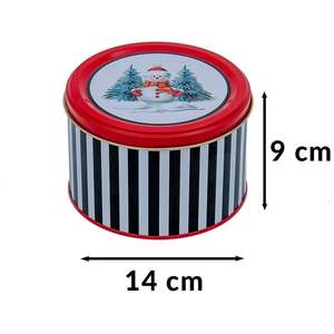 1.2L Black Snowman <b>Decorative</b> <b>Storage</b> <b>Box</b> Ø140x90 mm round Design 1.2L Capacity - Product Image 2