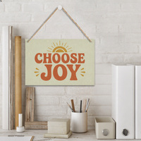 Décoration murale en bois « Choisissez la joie » 30x20cm, paysage, panneau MDF, corde de jute, style rétro vintage, typographie motivante, décoration intérieure