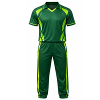 Uniforme de Cricket Sublimado Personalizado Más Vendido, Conjunto de Pantalones y Camiseta de Cricket Verde Lima de Alta Calidad, Transpirable y de Secado Rápido para Hombre