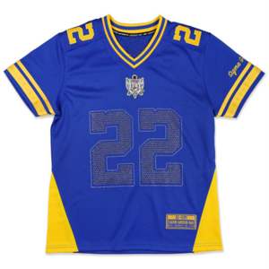 Maillot de football brodé or SGR avec strass étincelants Vêtements de sororité en polyester de qualité supérieure pour les membres Sigma Gamma Rho - Product Image 1