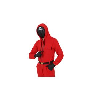 Triangolo di pizzo Costume gioco calamaro + fucile giocattolo-Costume soldato-Costume gioco calamaro Cosplay Costume
