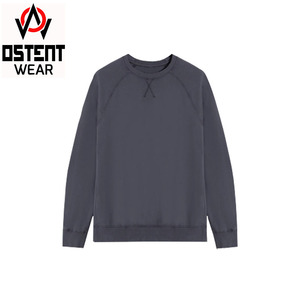Sudadera térmica de algodón liso hecha a medida al por mayor sin capucha y hombros caídos, sudadera informal con logotipo personalizado para hombre - Product Image 5