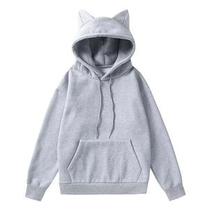 Nuevas sudaderas con capucha de otoño invierno con diseño de oreja de gato simple, sudadera informal con forro polar, venta al por mayor en stock, sudaderas con capucha para mujer - Product Image 1