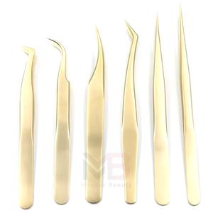 Pince à épiler pour extensions de cils de haute qualité, ensemble personnalisé, miroirs pour cils, pince à épiler en acier inoxydable avec pointe en fibre et poignée en diamant - Product Image 3