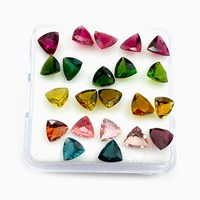 Tourmaline naturelle multicolore, pierre précieuse en vrac, taille trillion, facettée, traitée au cire/à l'huile, certifiée par un tiers, vente en gros