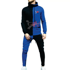Chándal con cremallera de punto de doble color personalizado de alta calidad para hombre, ropa deportiva de gimnasio de Material Flexible, incluidos pantalones de chándal, logotipo impreso - Product Image 2