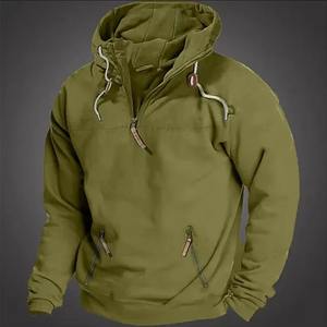 Spring Autumn Mens Hooded Solid Vintage Sweatshirt Youth Sports Loose Hoodie Tracksuit Casual Sportswear Fashion Male <b>Coat</b> - Product Image 4