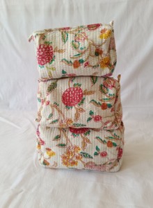 Juego de Bolsas de Viaje Acolchadas de Algodón Ecológico, Estampado Floral y Animal Vintage, Bolsas de Cosméticos con Cierre de Cremallera de Gran Capacidad - Product Image 4