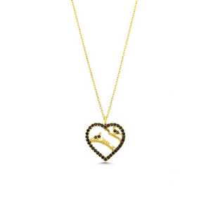 Pendentif Cœur en Argent Sterling 925 avec Figurine d'Oiseau et Sertissage en Pierre Noire, Breloques en Platine avec Incrustation d'Opale - Product Image 4
