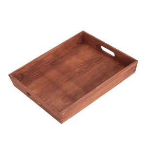 Plateau de service rectangulaire fait main en bois tendre et en métal écologique et décoratif pour les aliments du petit déjeuner à usage domestique - Product Image 2