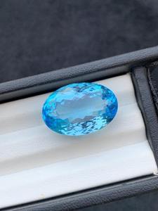 บลูโทแพซทรงรี เกรด AAA+ ฟรีไซส์ 100% ธรรมชาติ สำหรับงานแฮนด์เมด พลอยหลวมจาก Mehrajudin Gems น้ำหนัก 15.28 กะรัต สีโอปาเลสเซนต์ - Product Image 4
