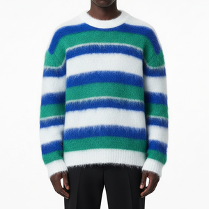 Pull en maille jacquard en coton 100% brossé personnalisé avec logo, unisexe, pour l'hiver, anti-boulochage, séchage rapide, respirant - Product Image 3