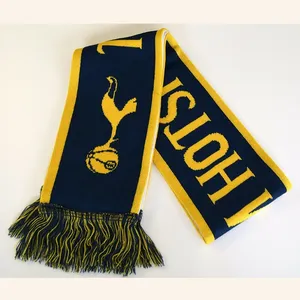 Écharpe de sport tricotée sur mesure en polyester, bannière de supporter, logo d'équipe couleur vive, écharpes à franges pour le soutien des matchs - Product Image 1