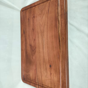 Planche à découper ronde en bois de qualité supérieure 100 %, avec longue poignée, idéale pour couper les légumes et la viande - Product Image 1