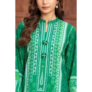 Ensemble Salwar Kameez 3 pièces en coton Khaddar imprimé numériquement pour femme, avec Dupatta Zari lourd, coupe régulière extensible, style pakistanais décontracté - Product Image 4