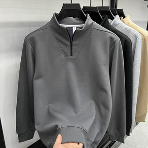 OEM Custom Quarter 14 Half Zip Pullover Drop Shoulder Blank Heavyweight Algodón Poliéster 320GSM Oversized Men's Zip up Hoodie - Product Image 1