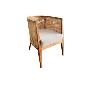 Fauteuil lounge moderne minimaliste en teck et rotin pour hôtel, villa, salon résidentiel - Product Image 3