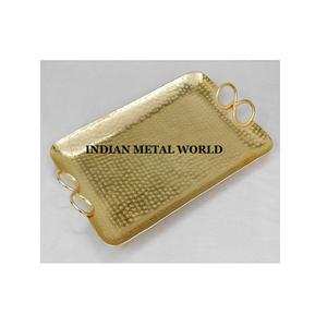 Bandeja decorativa Rectangular de latón para uso en la cocina, bandeja de comida de diseño de lujo de gran calidad y tamaño grande - Product Image 3