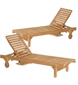 Banc de bronzage extérieur en bois de teck élégant de style européen pour les hôtels et les parcs de patio de jardin de piscine de plage - Product Image 1