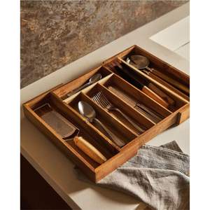Organisateur de couverts en bois peu encombrant, présentoir à couverts pour table à manger, séparateur de tiroir de cuisine en bois de qualité supérieure pour cuillère - Product Image 2