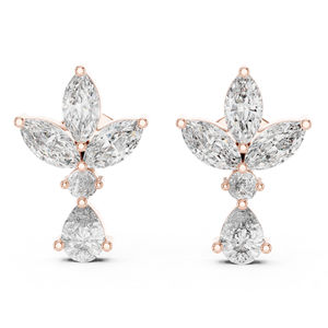 Pendientes de compromiso de oro blanco de 14 quilates |   Anillo de Lujo para Mujer con Diamantes en Forma de Pera, Redondos y Marquise, Certificado para Bodas y Aniversarios - Product Image 5