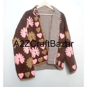 A2ZCraftBazar Cotrise <b>Jacket</b> Vintage Embroidery <b>Mandarin</b> <b>Collar</b> Regular Fit Breathable Eco-Friendly All-Season Cotton Lined - Product Image 6