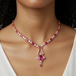 Classic Bridal Jewellery Gajaah 925 <b>Sterling</b> <b>Silver</b> Necklace and <b>Earrings</b> <b>Set</b> for Women Wedding Party Daily Wear Jewelry - Product Image 1