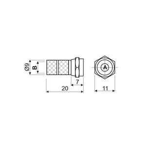Connettore maschio tipo F a torsione per cavo antenna TV-SAT da 7mm2 (Electro DH 19.465/TV-SAT/AG) - Product Image 2
