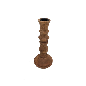 Bougeoir conique en bois antique marron fini pour la maison mariage noël éclairage de table décor fait à la main en vrac - Product Image 5