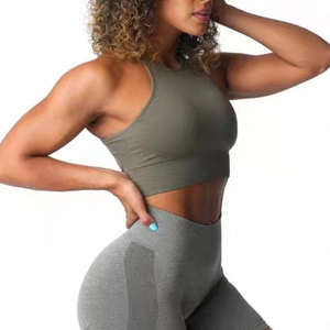 Sujetador Deportivo de Talla Grande con Espalda Cruzada, Transpirable, de Secado Rápido, Sin Costuras, Soporte Medio, Tirantes Finos, para Yoga, Correr, Gimnasio, Mujer, Spandex/Nailon - Product Image 3