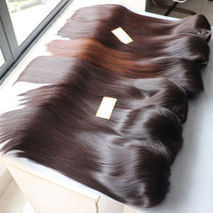 Extensions de cheveux humains vietnamiens noirs naturels super doublement étirés Perruque lisse bon marché avec os de grande quantité et épaisseur - Product Image 5