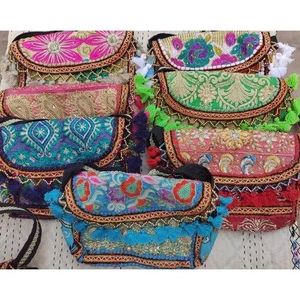 Bohemian <b>Embroidered</b> Handmade Suede <b>Clutch</b> <b>Bag</b> with Tassel Decoration and Tribal Pattern Small Size for Evening Use - Product Image 4
