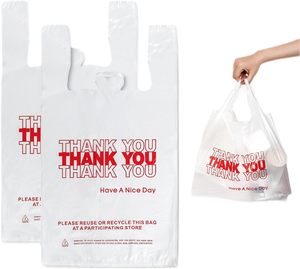 Proveedor logotipo personalizado huecograbado impreso reciclable supermercado restaurante compras de plástico gracias camisetas bolsas comida tachuela bolsa - Product Image 3