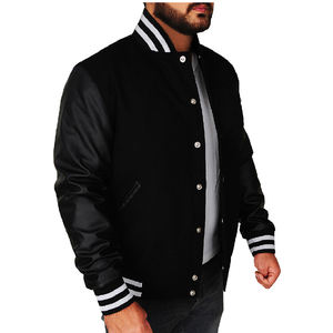 Veste universitaire unisexe de qualité supérieure cuir letterman de baseball personnalisé avec tissu en toile directement de l'usine pour hommes - Product Image 3