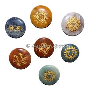 Chakra Stone <b>Set</b> with 7 Chakra Stones and Symbols - Pyramid, Oval, Worry | <b>Crystal</b> Chakra <b>Set</b>, Spiritual Gift (Healing Stones) - Product Image 4