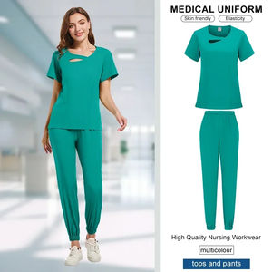 Conjunto médico de ajuste cómodo para mujer, pantalones deportivos de marca personalizada de algodón, uniformes hospitalarios - Product Image 4