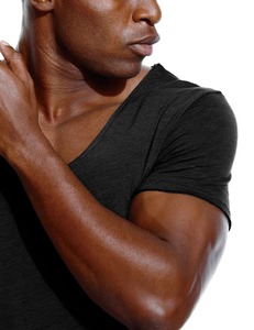 T-shirt oversize de luxe 100% coton pour hommes T-shirt style boxy à col montant et motif personnalisé 'Letter' de luxe T-shirt peigné - Product Image 6