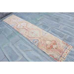 Vintage Turkish Rug, Runner 1.7x9.3 ft (51x283 cm) Rug, <b>Brown</b> Floral <b>Wool</b> Rug - Product Image 2