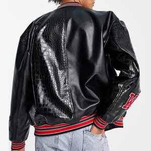OEM personalizado bordado logotipo Pu cuero motocicleta chaqueta Bomber Letterman Varsity chaqueta para hombres béisbol universitario - Product Image 2