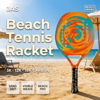 Pala de Tenis Playa JAS de Fibra de Vidrio Diamante 3K 12K 18K con Carbono y Grano de Arena, Tejido Visible, Personalizada, OEM de Fábrica
