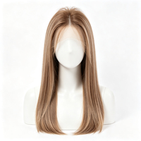 Perruque synthétique transparente à dentelle frontale pour femmes, perruque droite brun clair avec racine des cheveux naturelle pré-épilée, usage quotidien