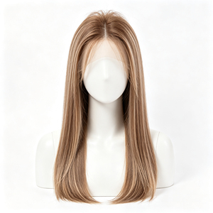 Peluca recta transparente con frente de encaje para mujer, peluca sintética marrón claro, línea de cabello natural, uso diario - Product Image 2